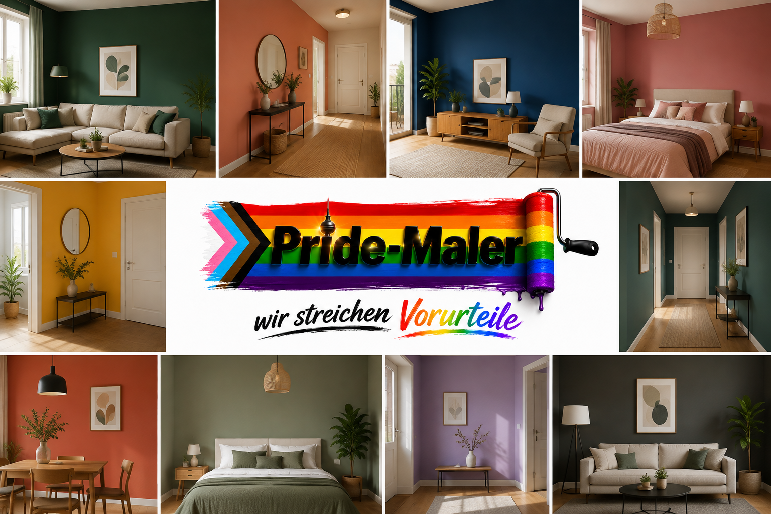 Wohnräume mit vielfältigen modernen Wandfarben